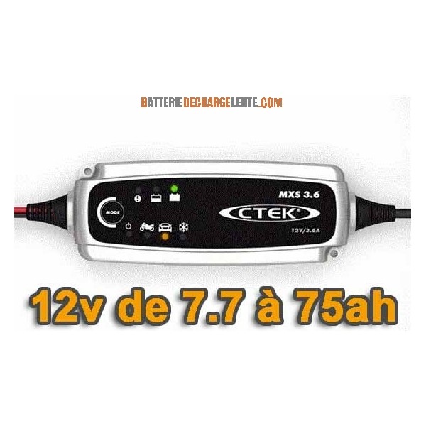 Chargeur batterie CTEK MXS 3.6A de 7 à 75ah 